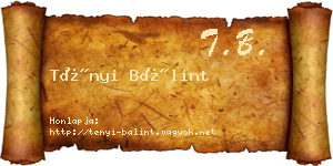 Tényi Bálint névjegykártya
